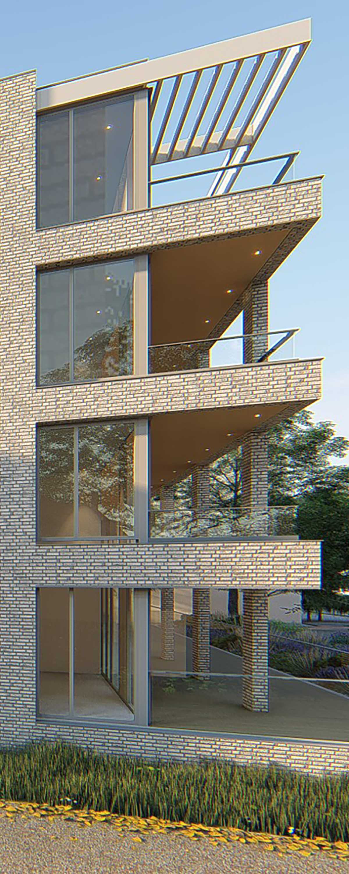 Ontwerp luxe appartementen Eindhoven Stratum - detail balkons - Architectenbureau Niek Hilgen